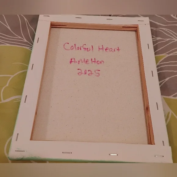 Heart Canvas Wall Art 8x10 Hand Painted Modern Colorful Acrylic Painting Gift - Picture 4 of 4